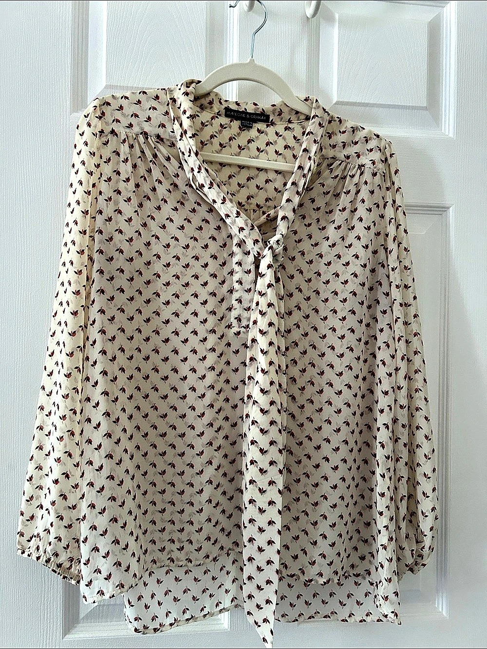 Harlowe & Graham Floral Blouse in Cream Size Small Like New
